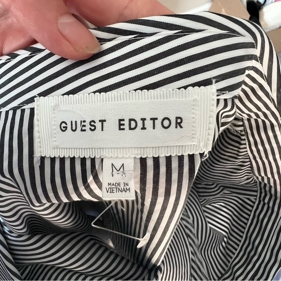 NWOT Guest Editor Off the Shoulder White & Black Stripes Blouse Size Medium - Picture 5 of 13